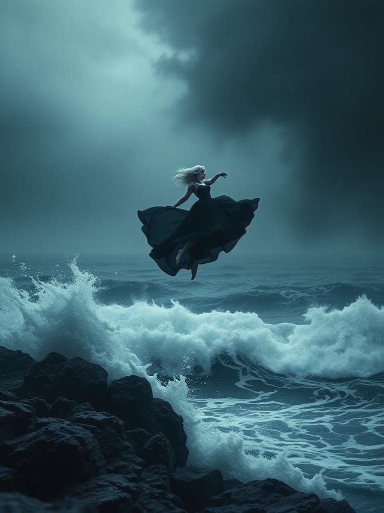 Gloomy day, a depressed young woman 