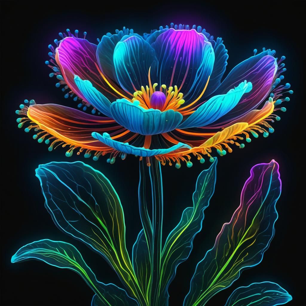 "a bioluminescent neon flower, ultra detailed, realistic, vi...