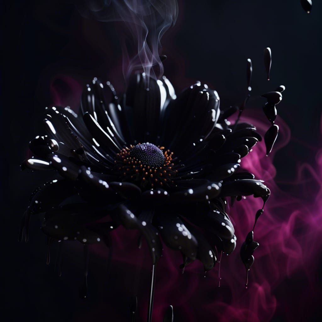 Dark Flower Dripping in Tar - AI Generated Artwork - NightCafe Creator