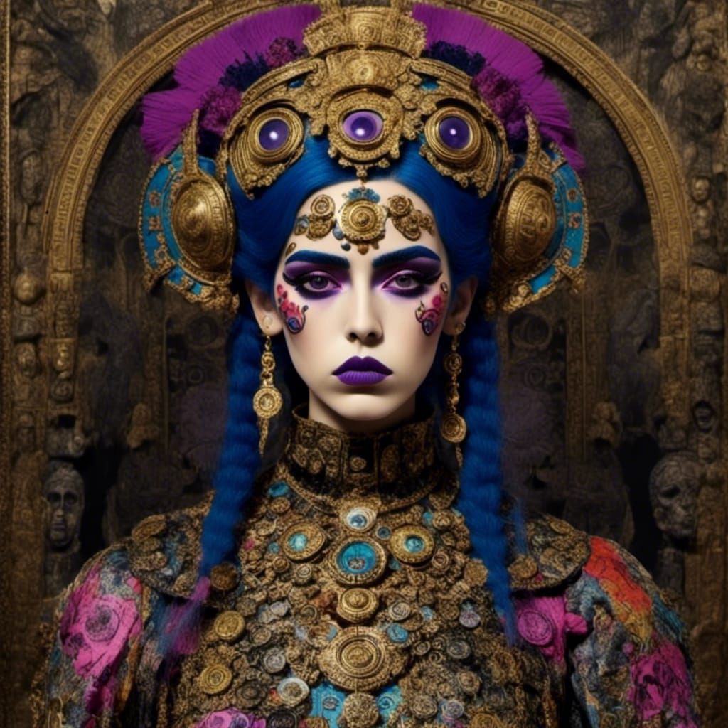 <lora:Monkey Queen:1.0> <lora:Grunge-Poster:1.0> 