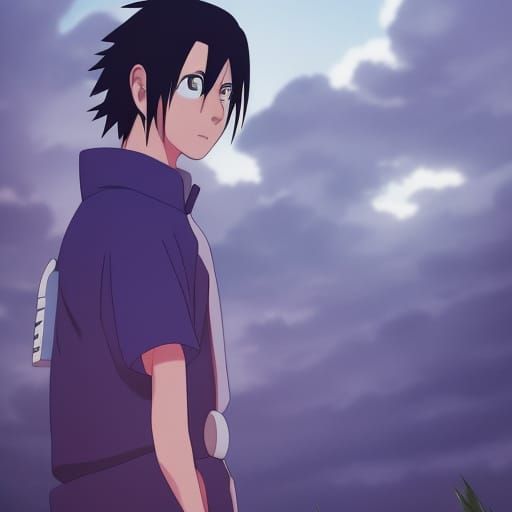 sasuke uchiha anime wallpaper, sasuke uchiha wallpaper, in the style of  cyberpunk dystopia, light blue and dark blue, realistic oil painting -  AI Generated Artwork - NightCafe Creator