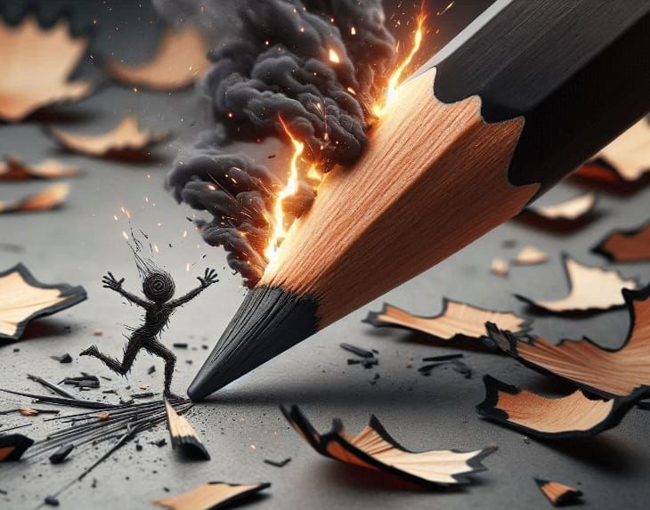 Little figure and pencil