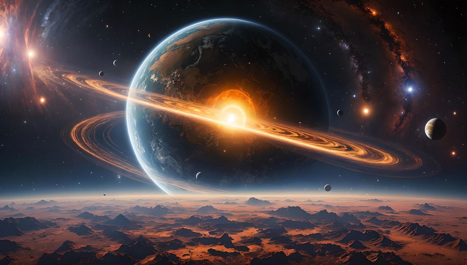 Itheereum - view of Meteorite impact on neighbour planet