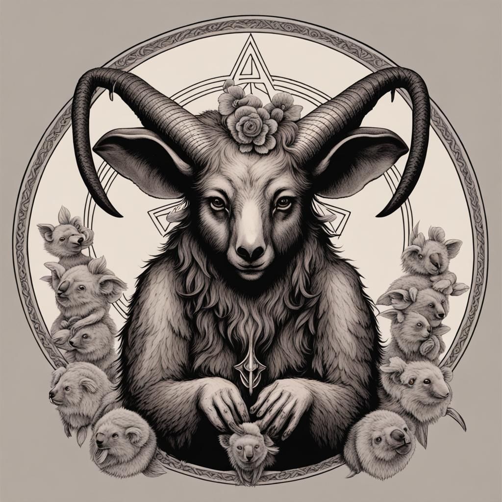 Baphomet with a Koala Bears head