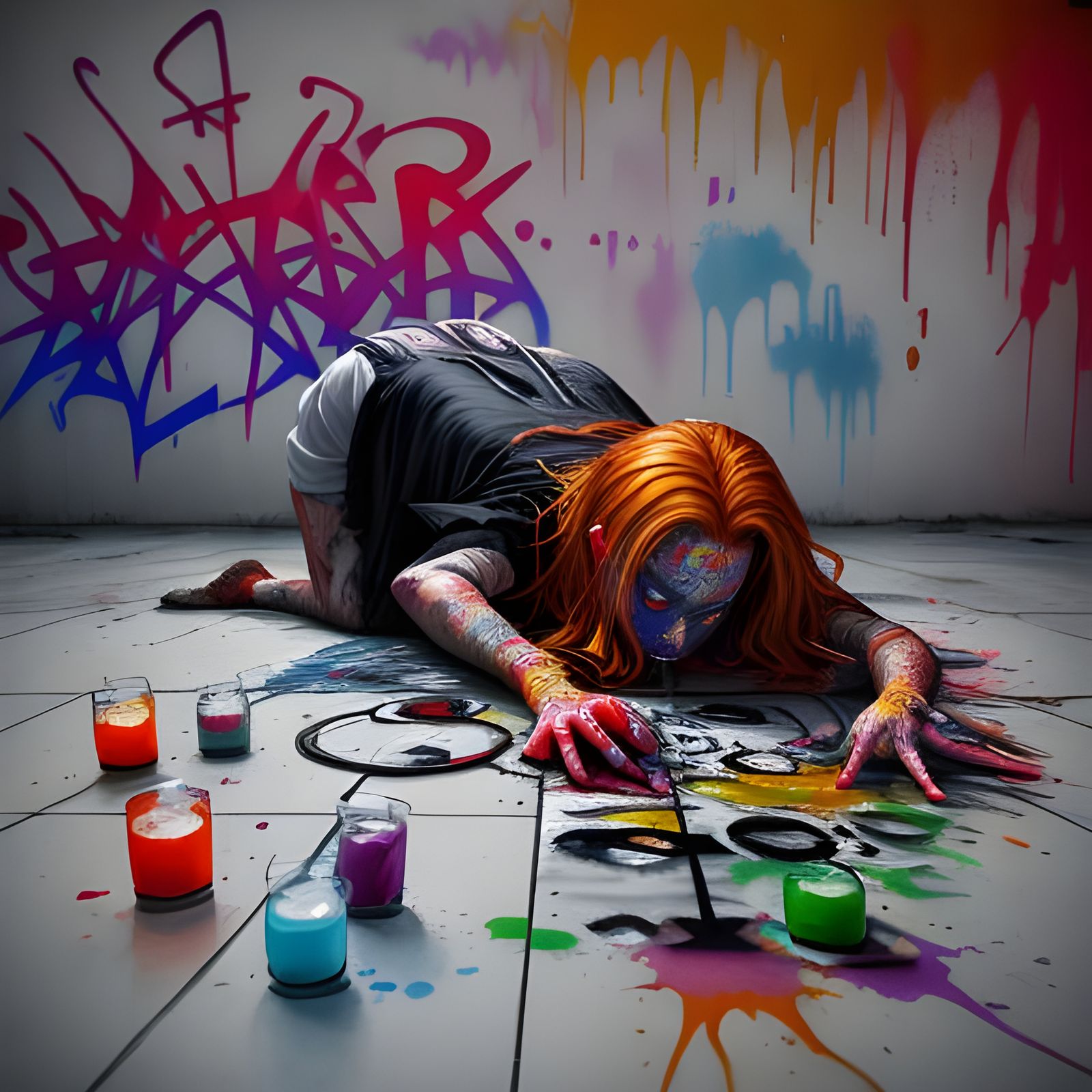 Pentagram ritual in vibrant art