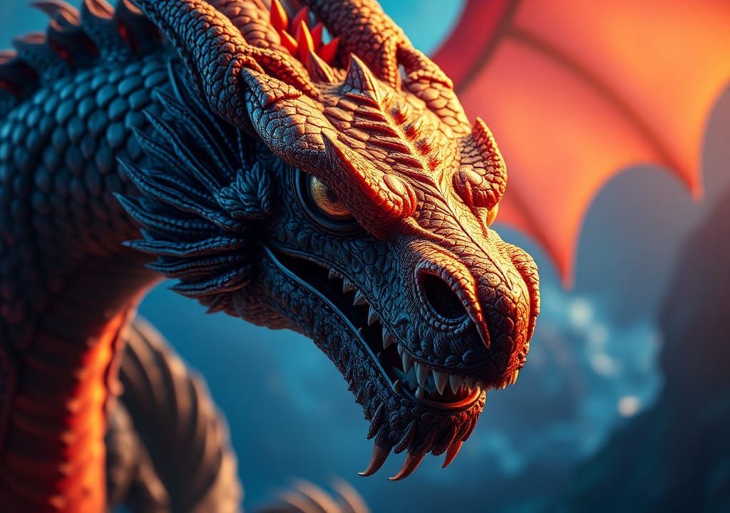 Hyperrealistic Dragon Portrait with Cinematic Lighting