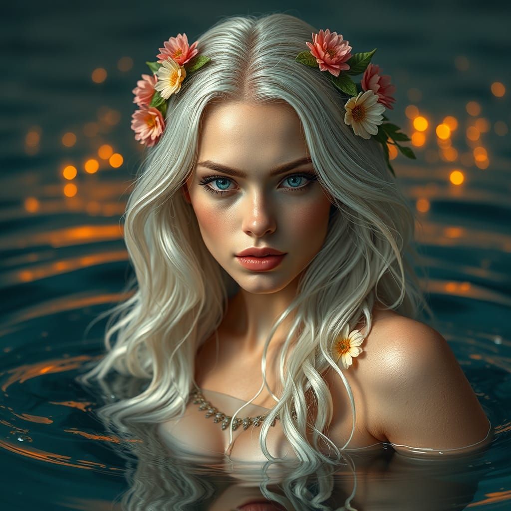 Beautiful Mermaid in Ocean Depths: Digital Art