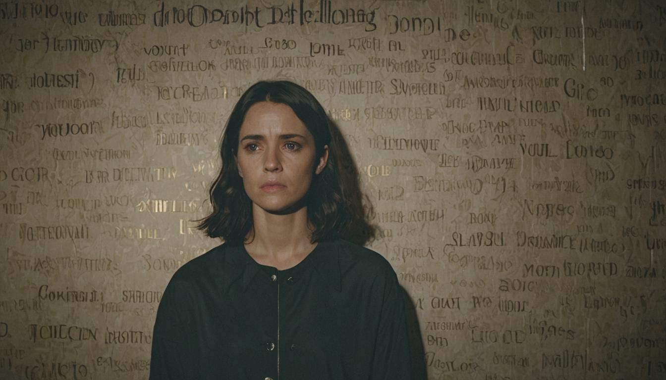 "A shadowy figure of a woman standing defiantly in front of ...