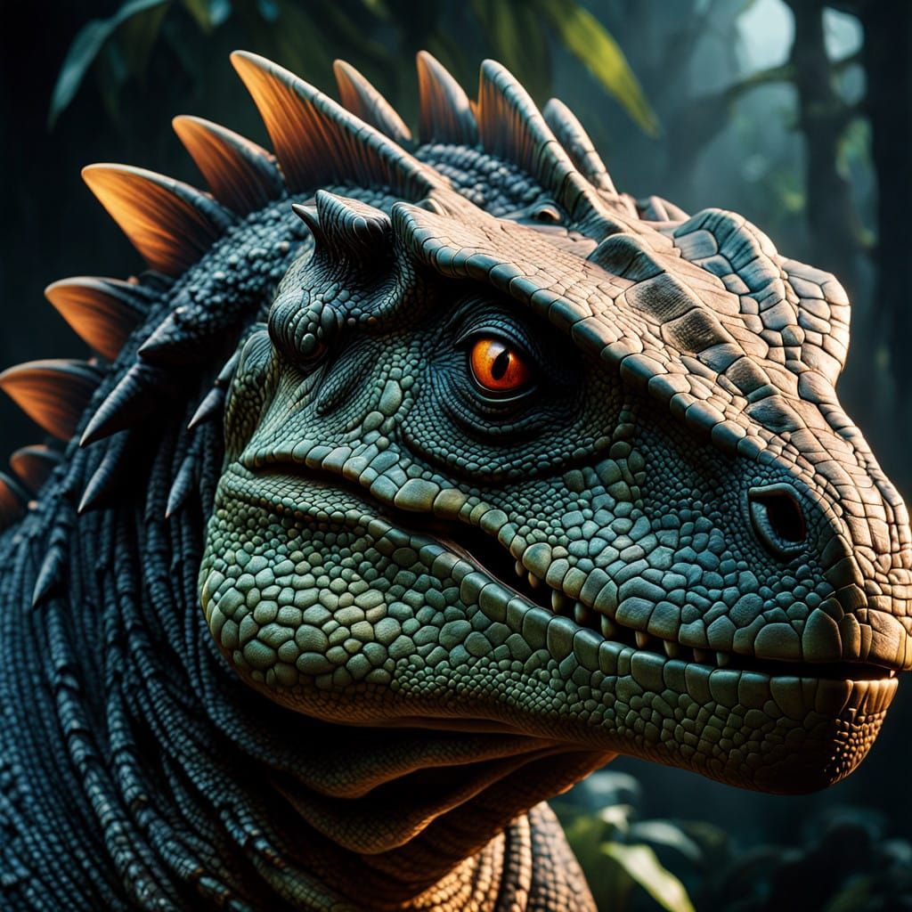 A close up of a sweet dinosaur 