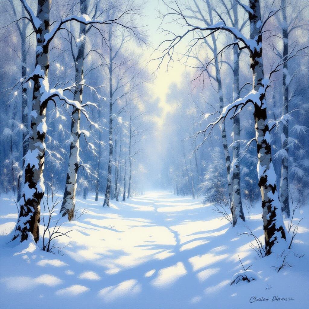 Dreamy Snowfall in a Serene Forest