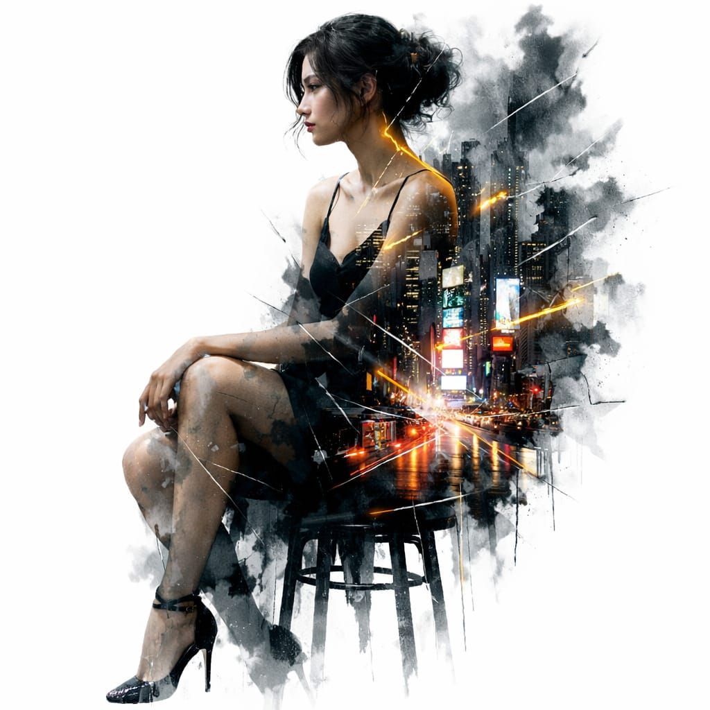 Double exposure portrait