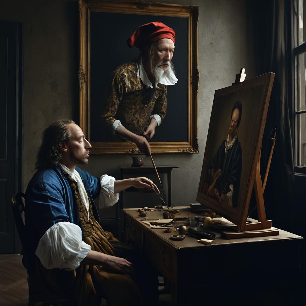 "Paint where I showed you, give it more texture and then a dot of pure white in the corner of her eye..." 