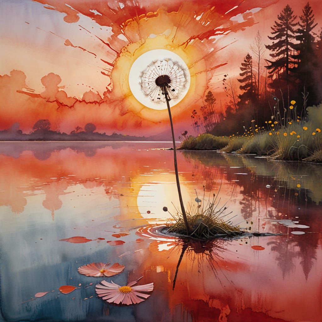 Dandelions on gentle sunset   by @fineluart