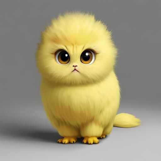 Yellow, baby Tribble, extra fluffy, cute, pixar, large eyes