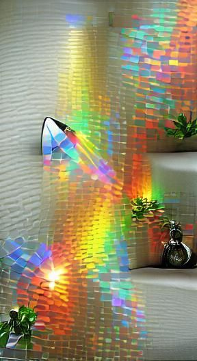 sparkly refraction prism glass shiny reflection rainbow wall...