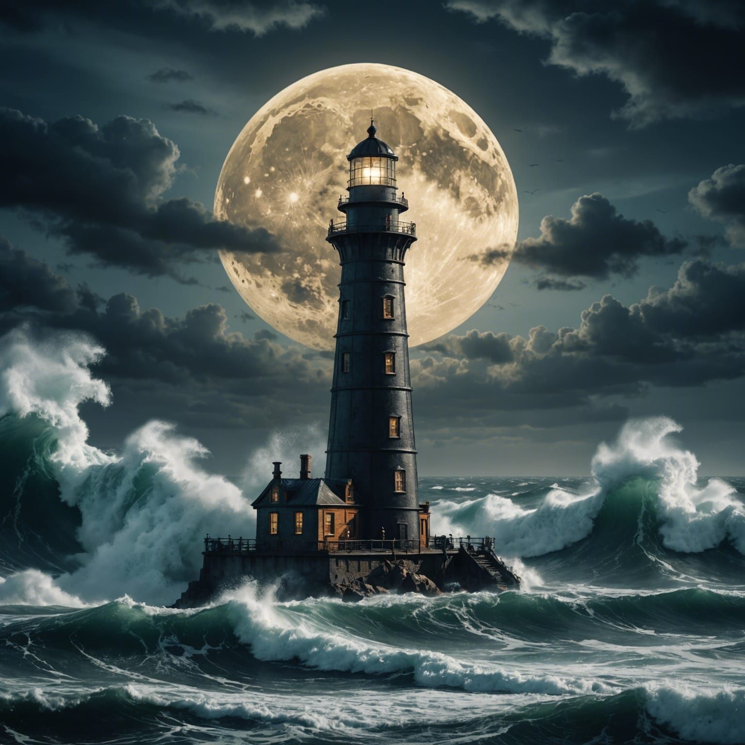 Stormy Lighthouse  by @mathy_art_girl_305