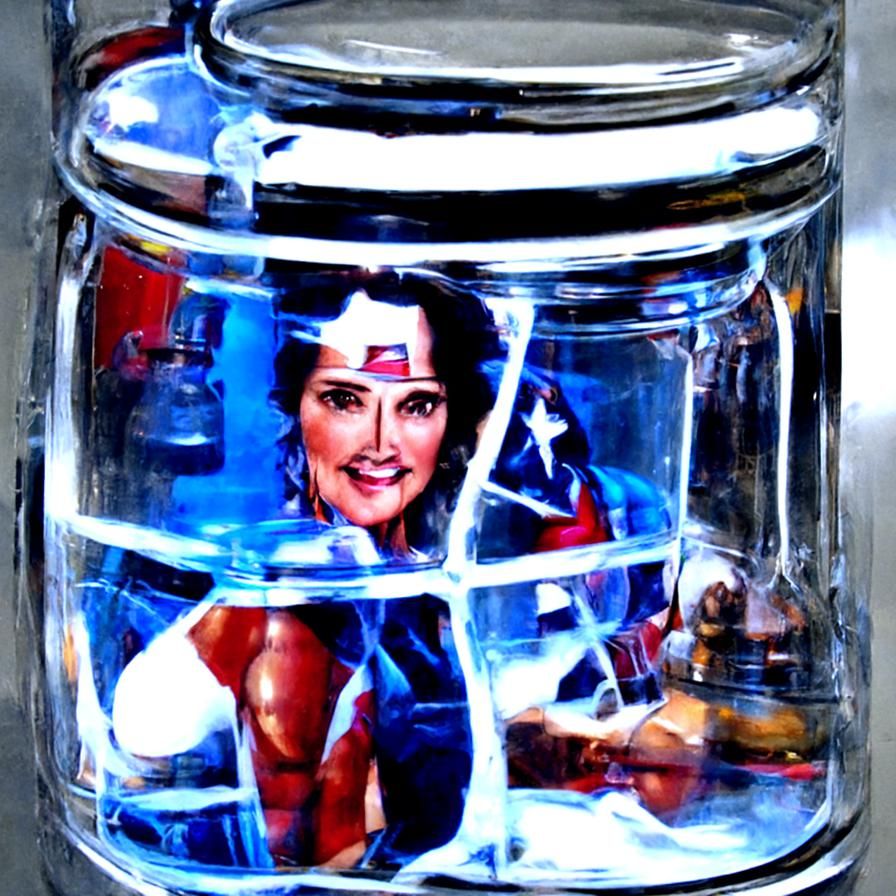 Lynda Carter Wonder Woman Trapped in a glass jar