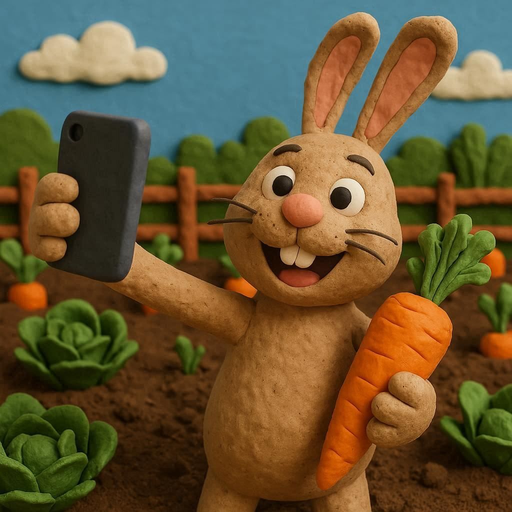 Rabbie Rabbit and his prized carrots