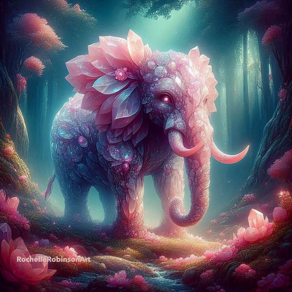 Rose Quartz Crystal Elephant