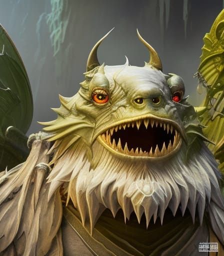 anthropomorphic highly detailed portrait of creepy rayman le...