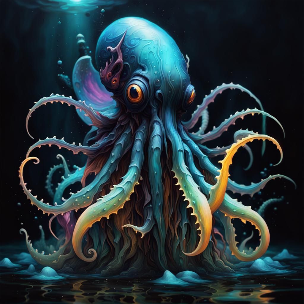 A Glowing Octopus. - AI Generated Artwork - NightCafe Creator