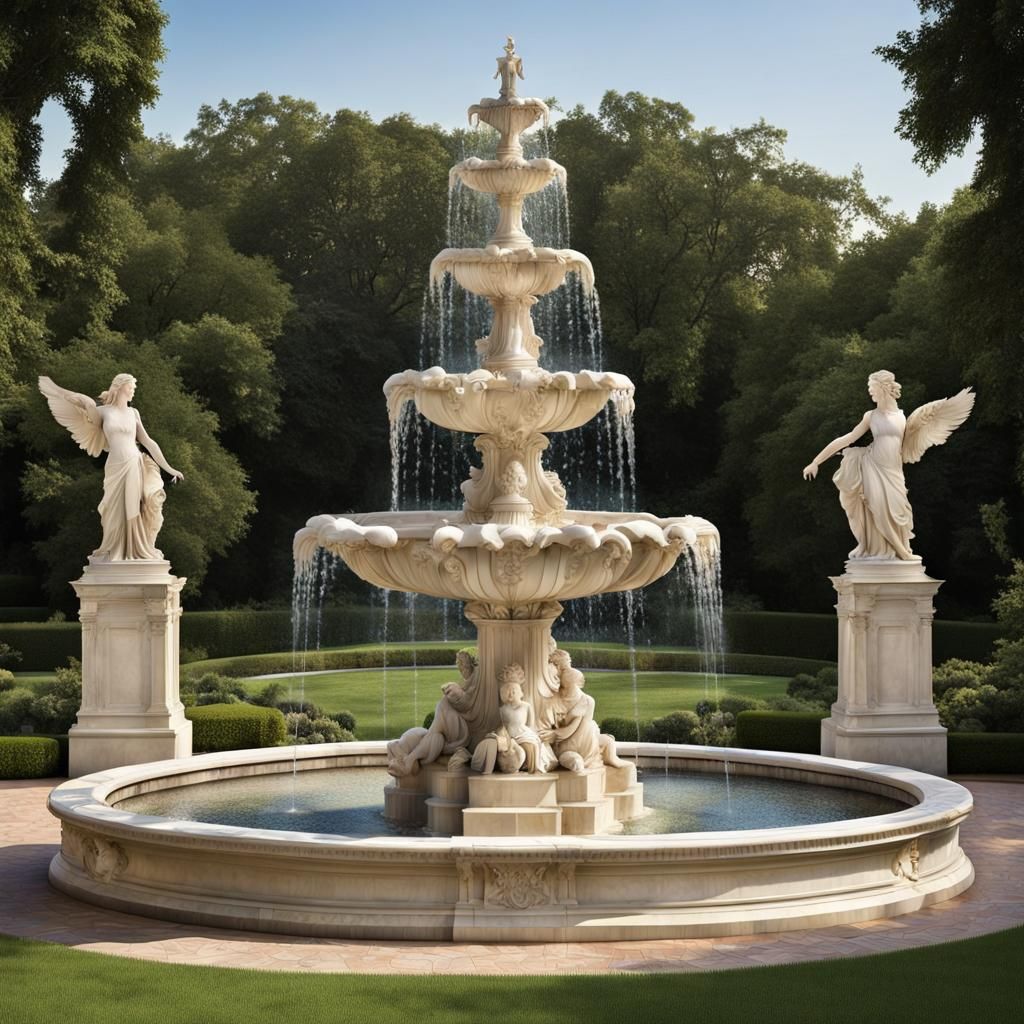 Majestic Tiered Fountain in a garden - AI Generated Artwork - NightCafe ...