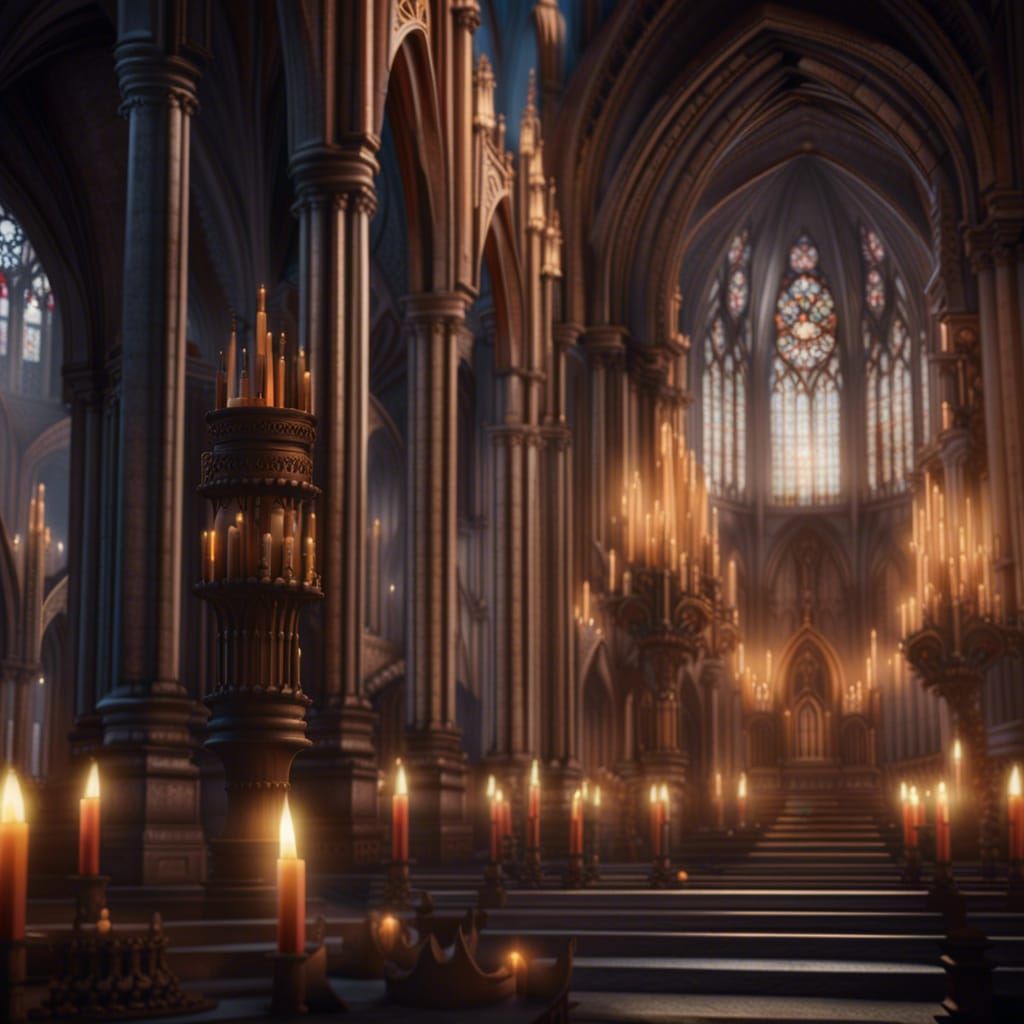 Cathedral By Candlelight - AI Generated Artwork - NightCafe Creator