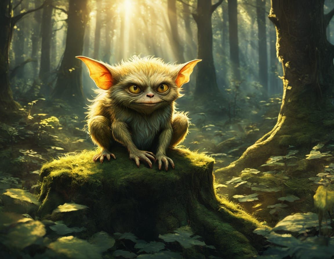 Enchanted Gremlin in Whimsical Forest Scene