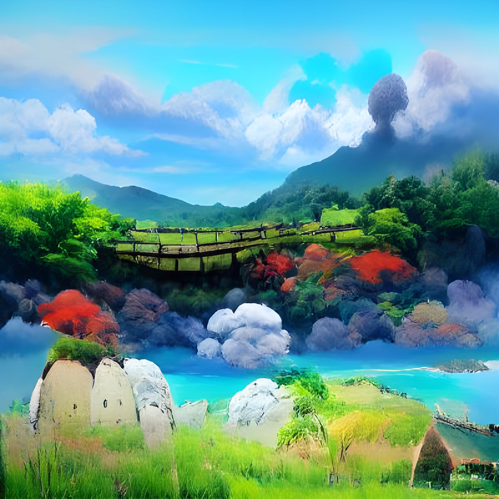 landscape (studio ghibli style) - AI Generated Artwork - NightCafe Creator