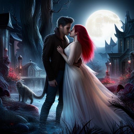 Magic Vampire and werewolf love story eleven AI Generated Artwork