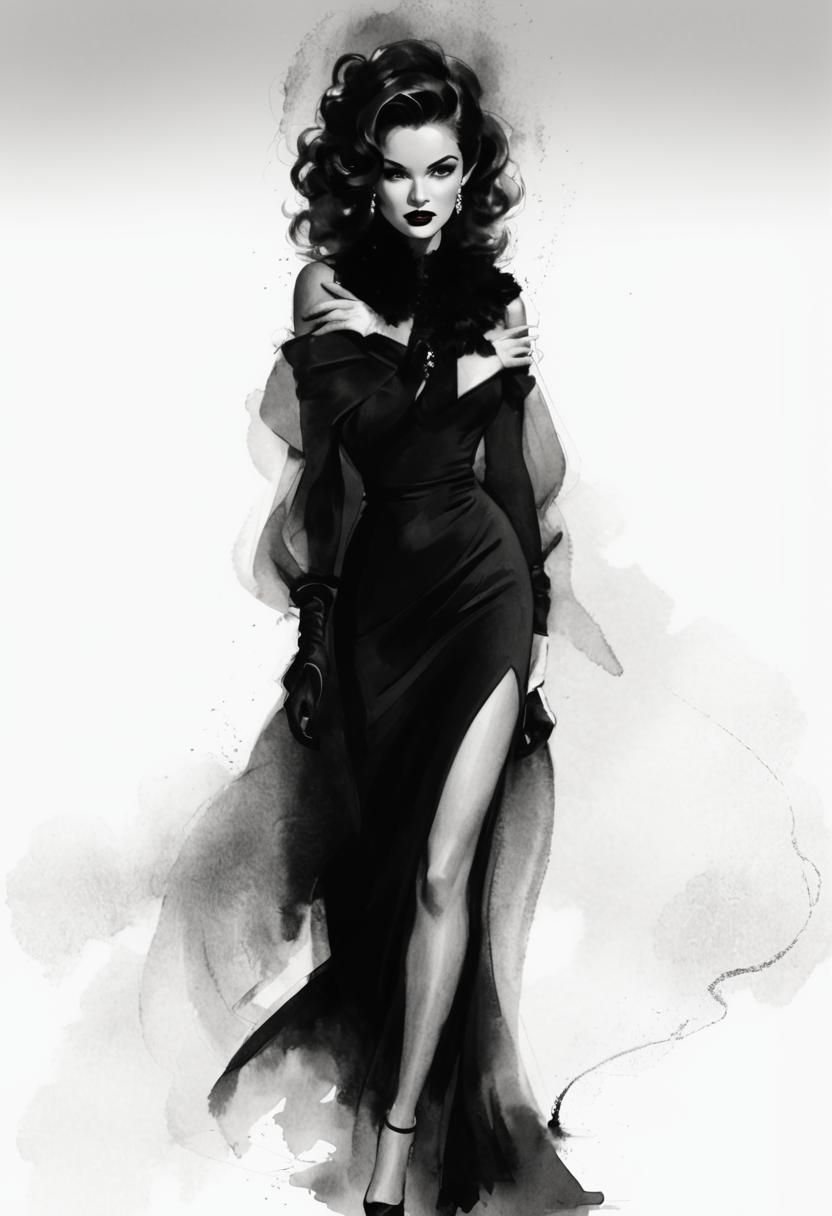 Fashion illustration Film Noir Femme Fatale: A mysterious an...