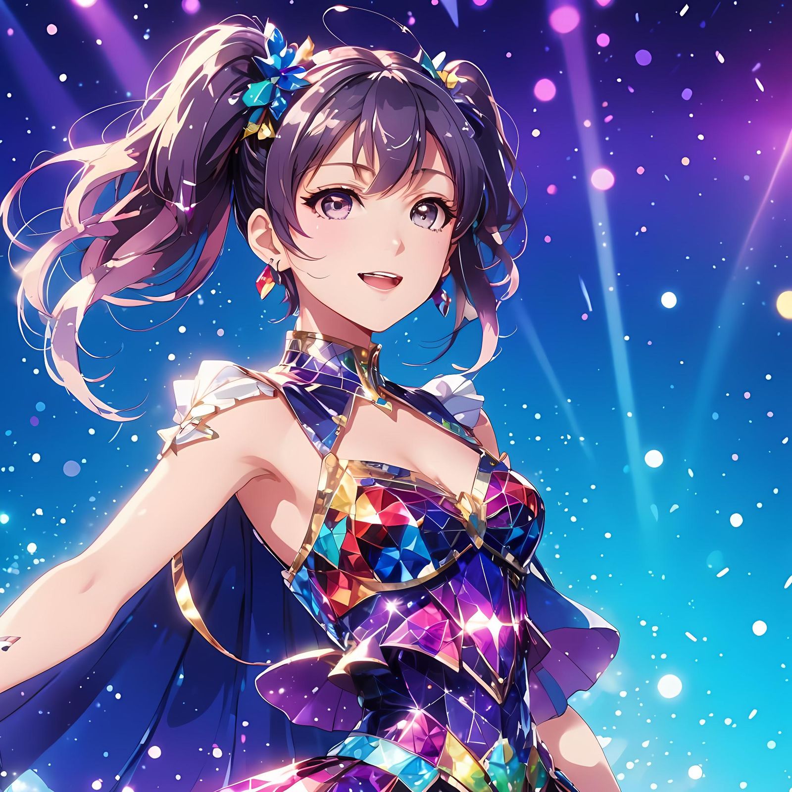 Anime Popstar Performer in Vivid Colors