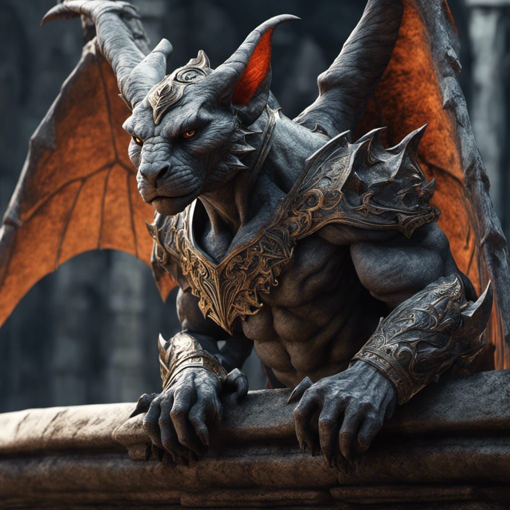 A male gargoyle with wings  by @Bunny77