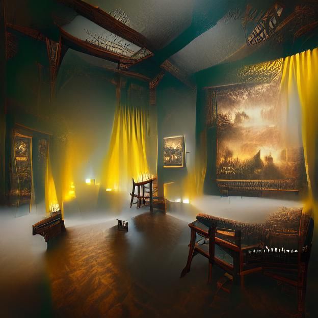 Dim eerie unsettling room beautifully lit Albert Bierstadt (6) [8K 3D ...