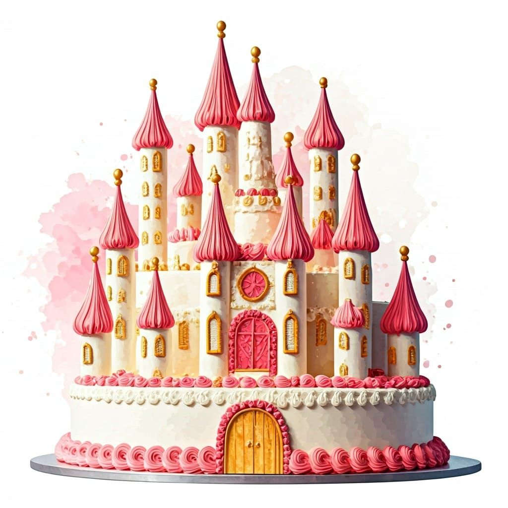 Palace Cake with Watercolor Background