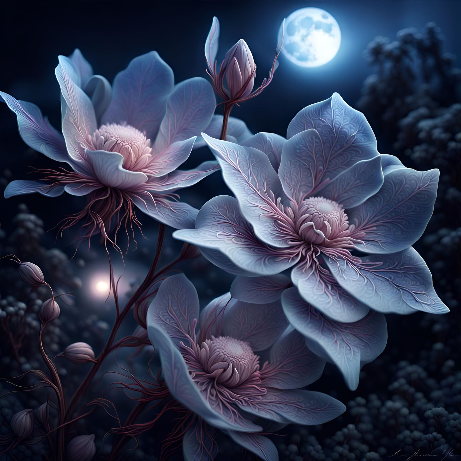 Moon flowers  by @SilverPhoenix
