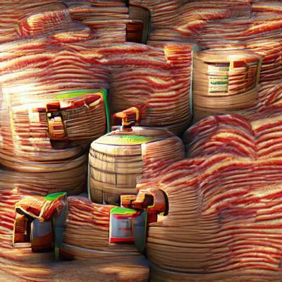 Barrels of bacon 8K 3D