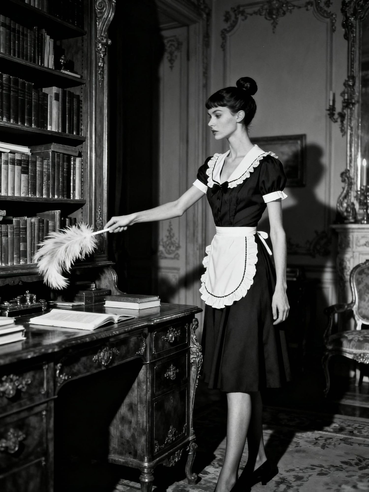 A Maid, Dusting 