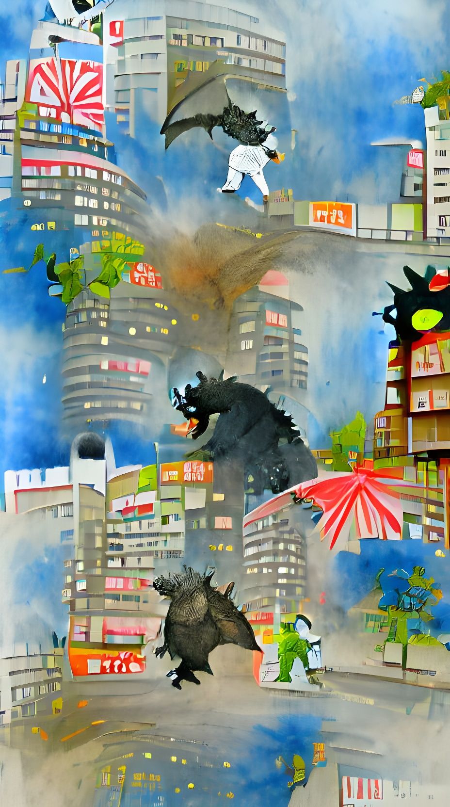 Old Godzilla Was Hopping Around Tokyo City Like a Big Playgr...
