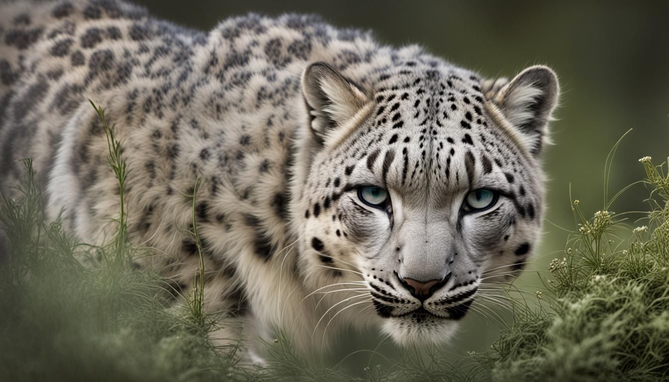wild snow leopard smells catnip  by @Wroof