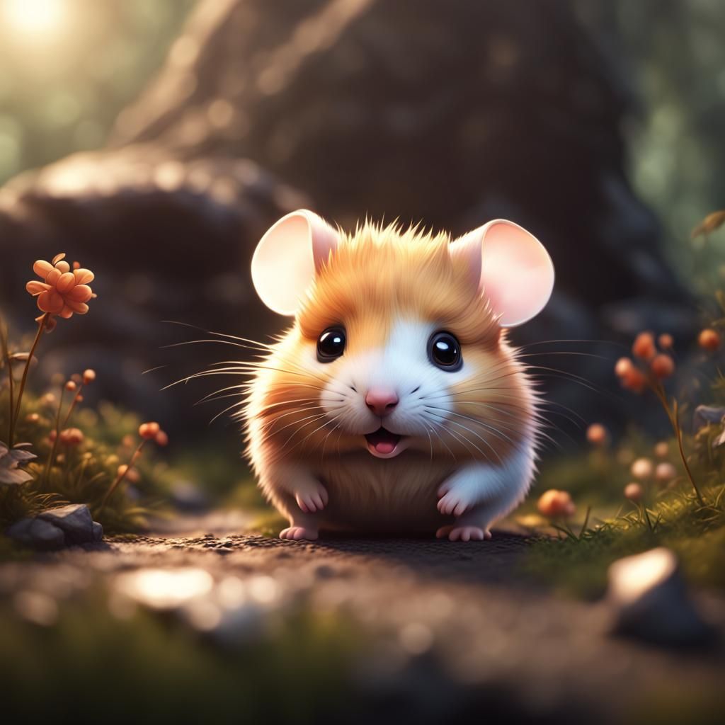 A chibi small cute hamster cub