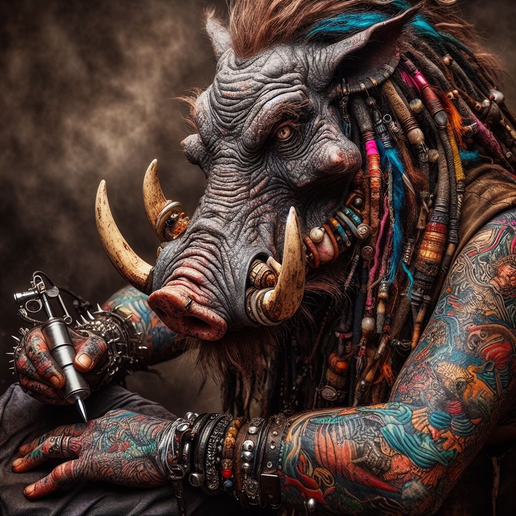 Warthog tattoo artist