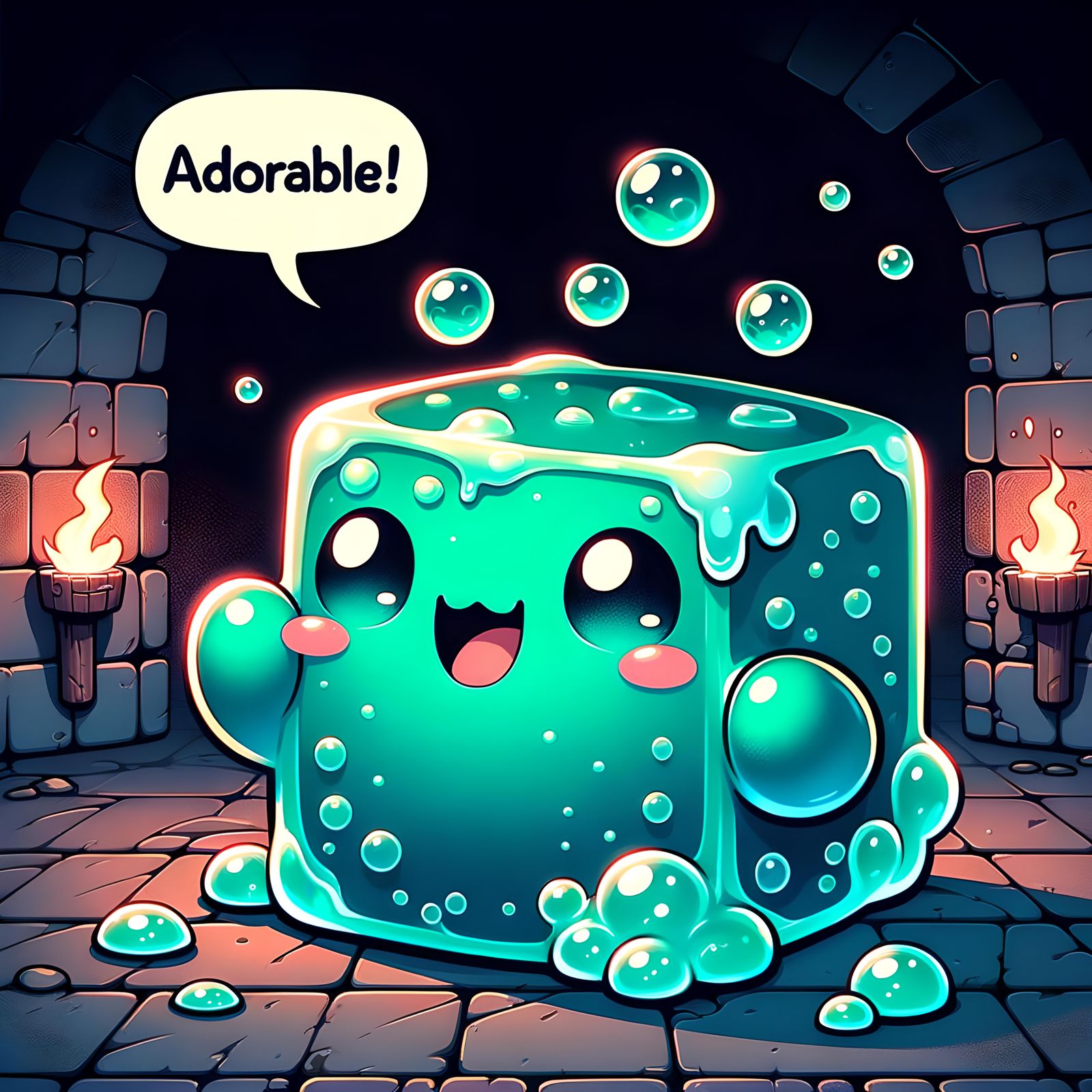 Chibi Gelatinous Cube - AI Generated Artwork - NightCafe Creator