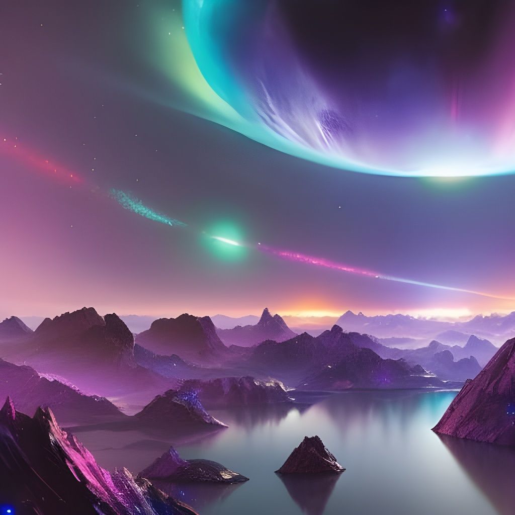 Galaxy mountains  by @Krystine