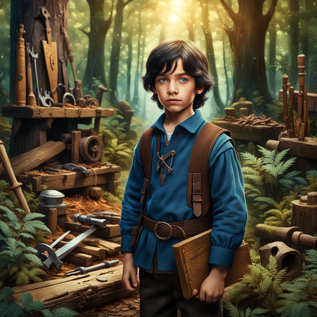 Medieval Boy in Forest: Digital Matte Painting
