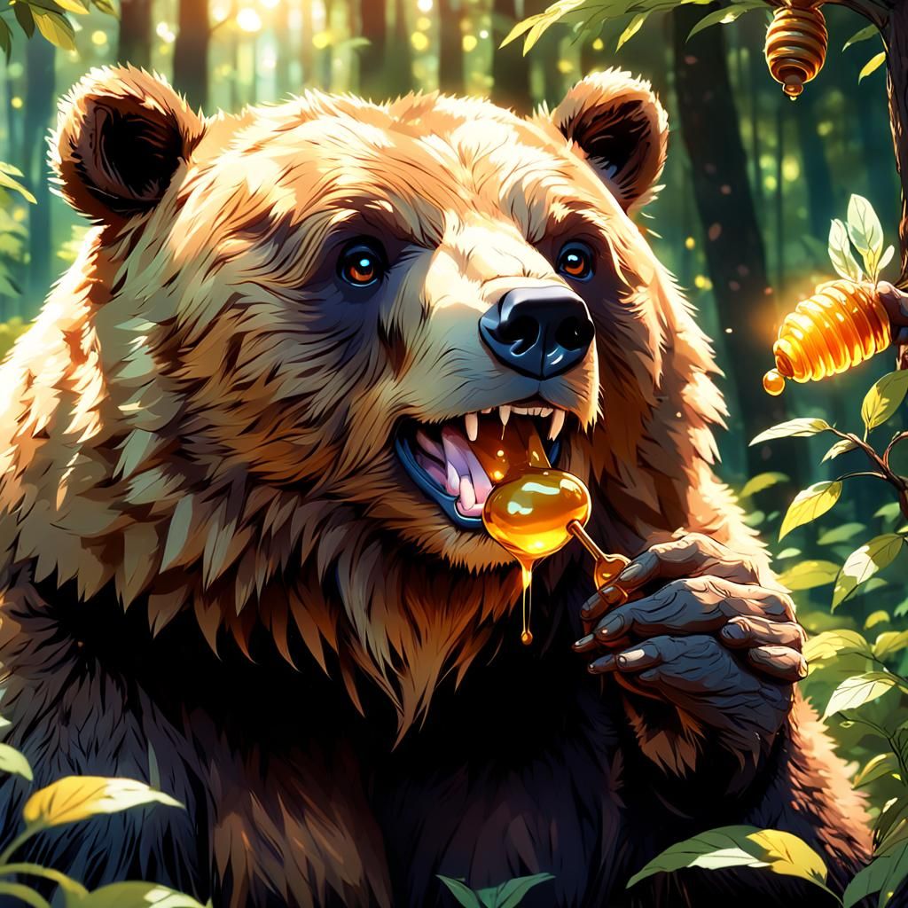 Bear eating honey