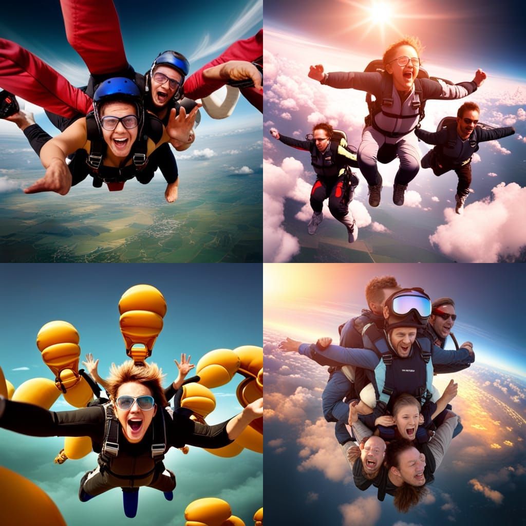 A lot of babies skydiving, 8k, smiling, pacifier in mouth, m...