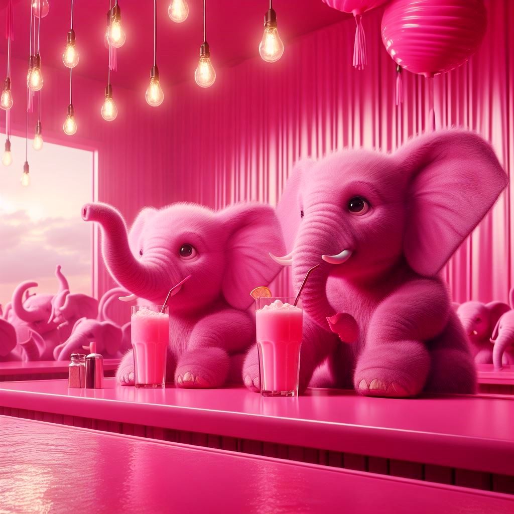 Pink elephants and lemonade - AI Generated Artwork - NightCafe Creator