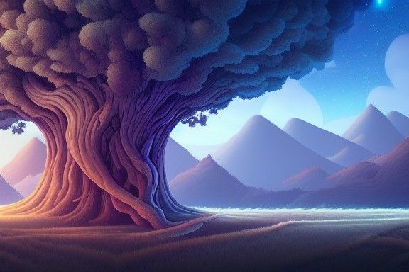 A beautiful cosmic Landscape, Unreal Engine complex parallax...
