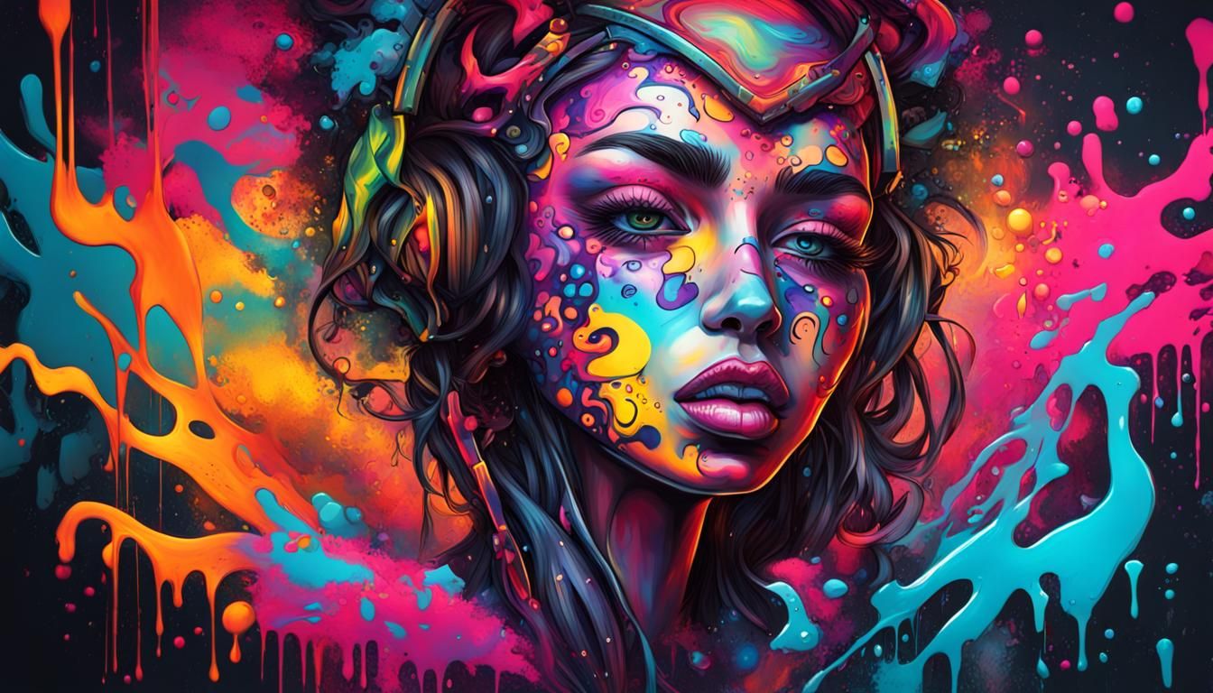 Live Psytrance Set Sensual and dark graffiti art, splash art...